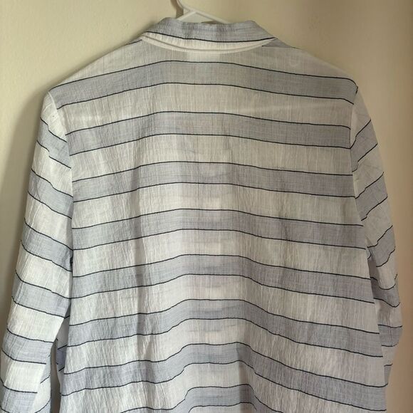 J. JILL Womens Cotton stripped light weight button down size Medium Tall EUC! - Picture 7 of 11